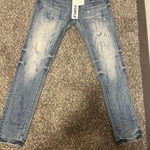Purple Men's Distressed Skinny Jeans - Light Blue